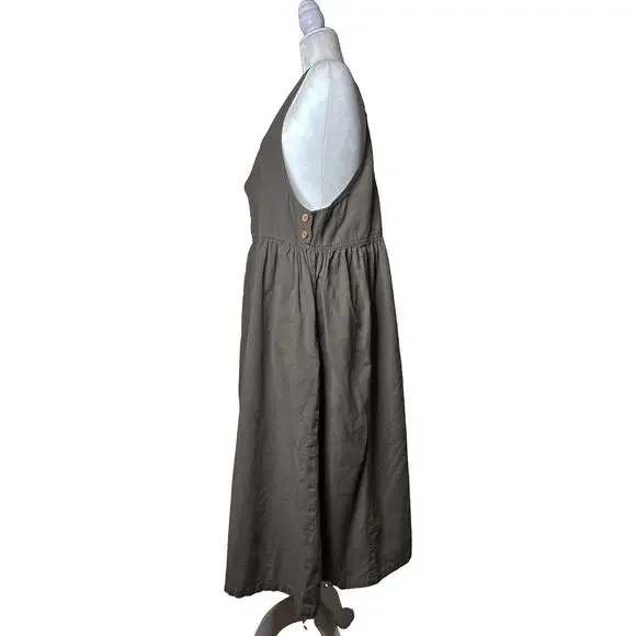 The Shanty Corporation Zhivago Pinafore Sleeveless Midi Dress Green L/XL - Picture 2 of 8